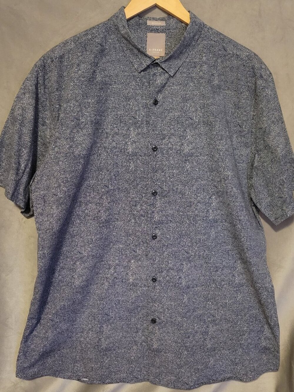 A-Frame Men's Stockholm Stretch Poplin Short Sleeve Button Up Shirt Size XL